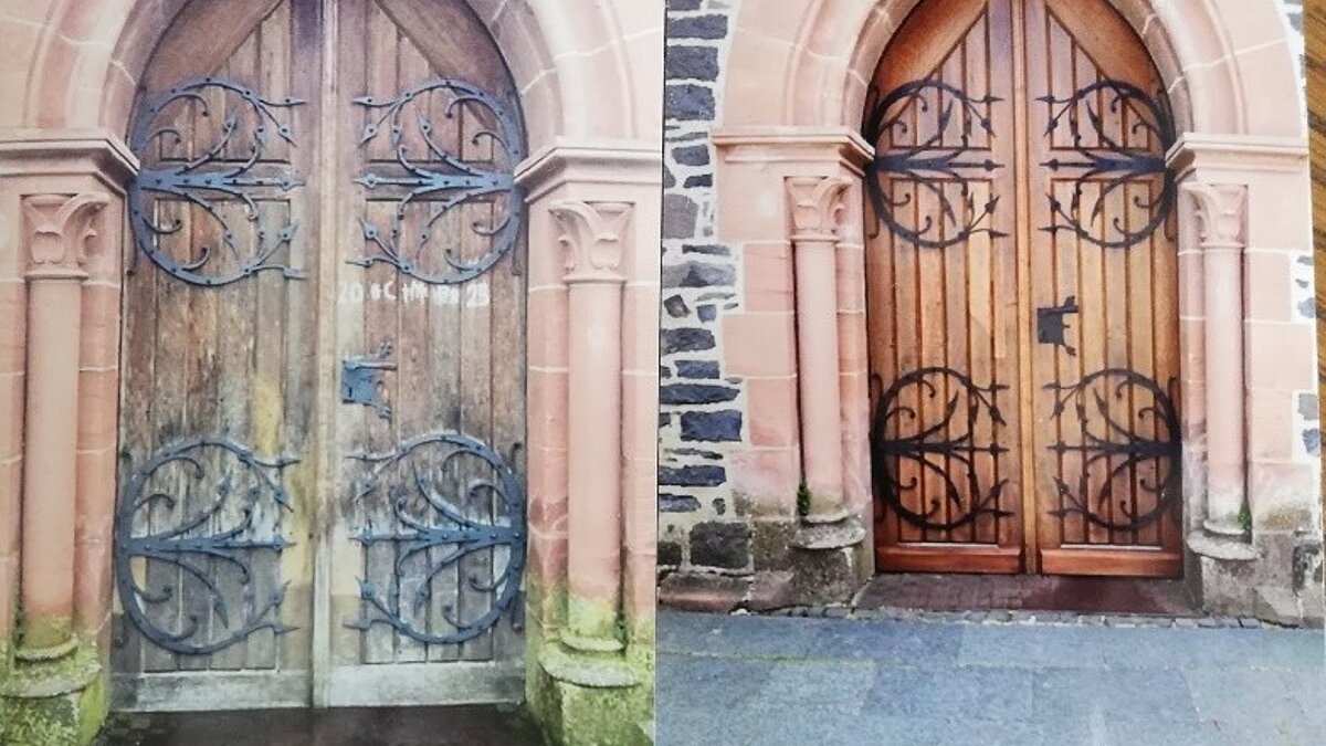 Kirchentür in Rennerod renoviert